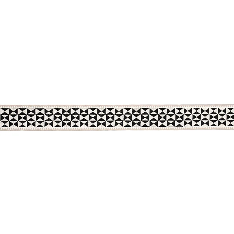 Schumacher Zulma Embroidered Tape trim in Black (80190)