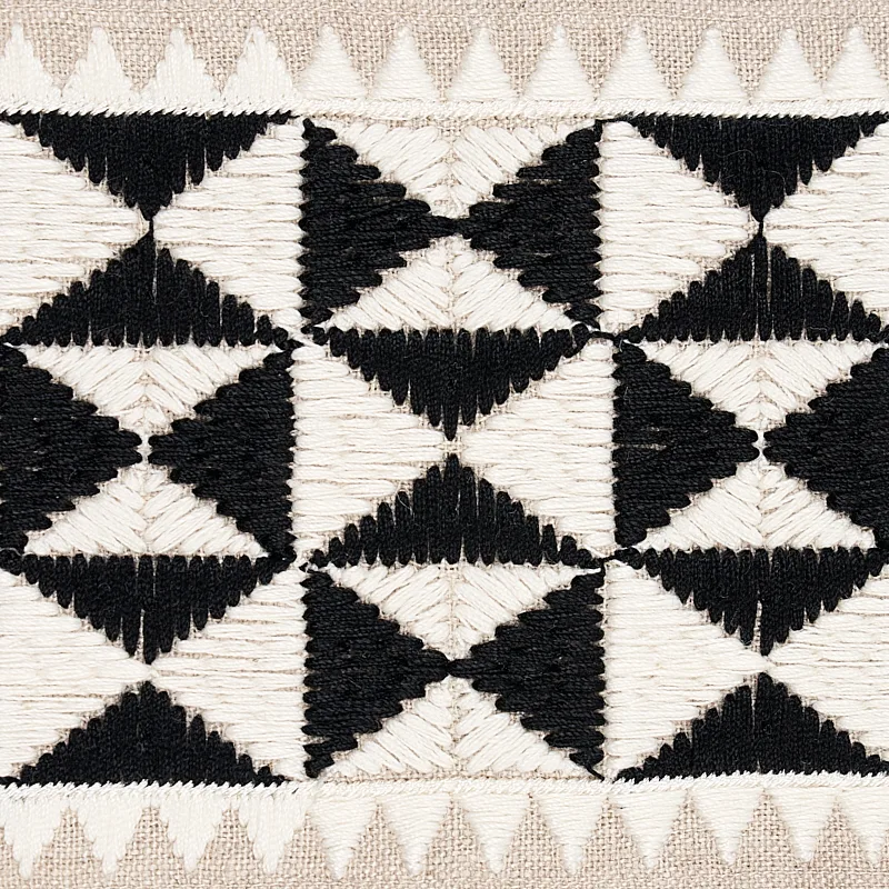80190 | Zulma Embroidered Tape - Black Schumacher Zulma Embroidered Tape trim in Black (80190)