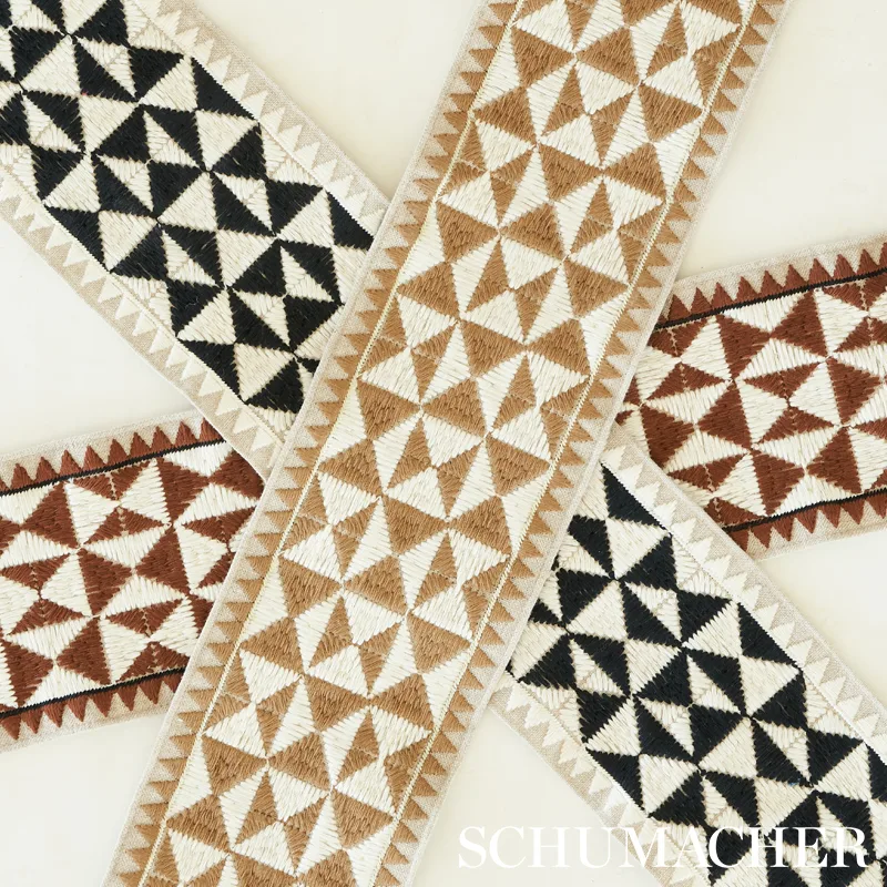 80191 | Zulma Embroidered Tape - Brown Schumacher Zulma Embroidered Tape trim in Brown (80191)