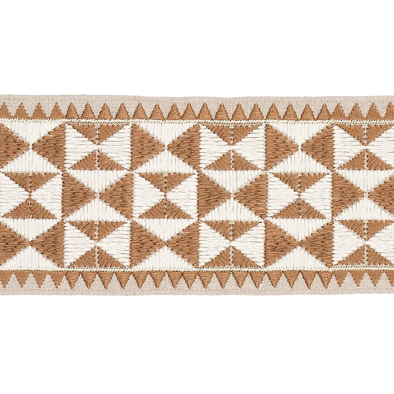 Schumacher Zulma Embroidered Tape trim in Sand (80192)
