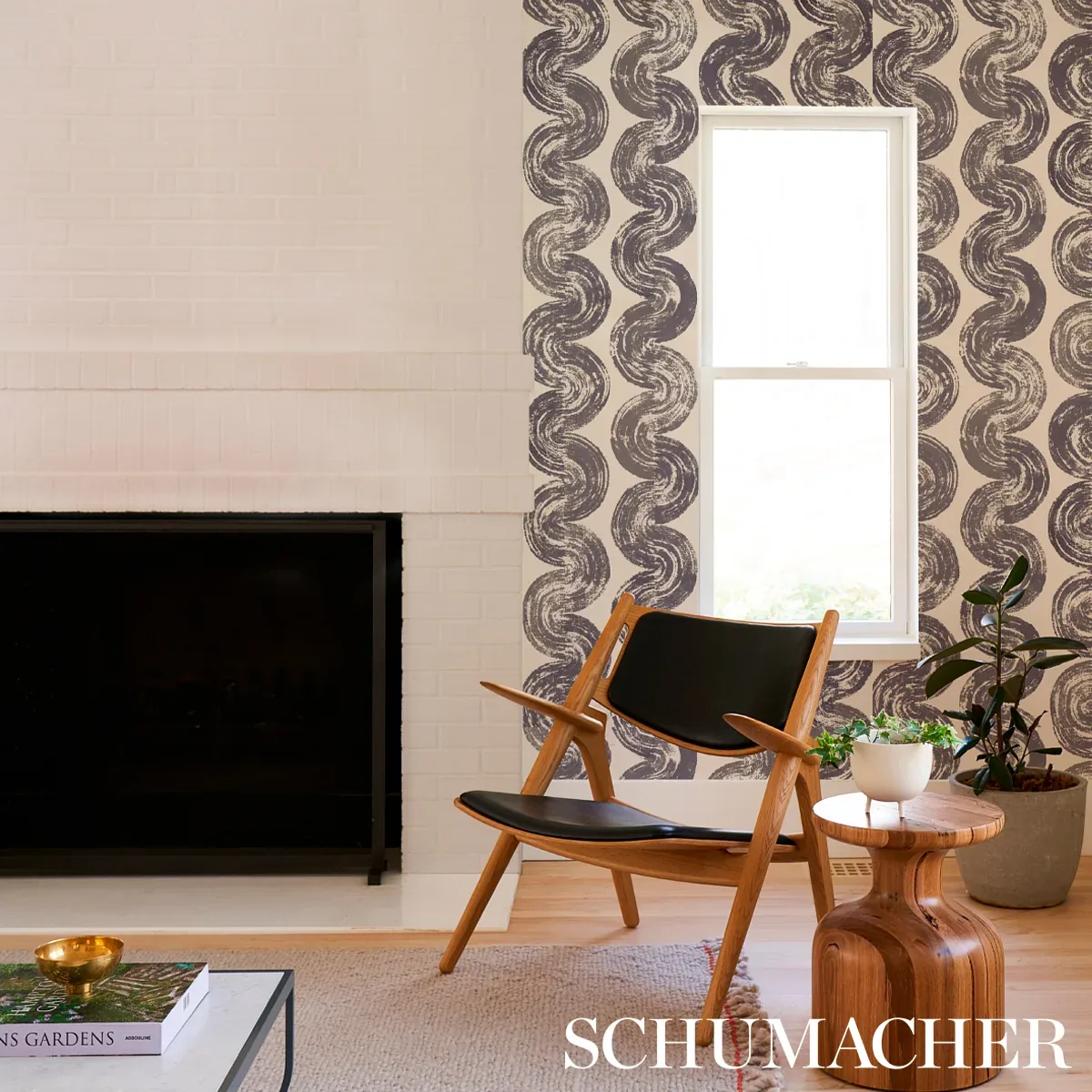 1975 - GRAPHITE Schumacher Wallpaper | Wallpaper Twins 1975 GRAPHITE Schumacher Wallpaper wallpaper - SKU 5013670