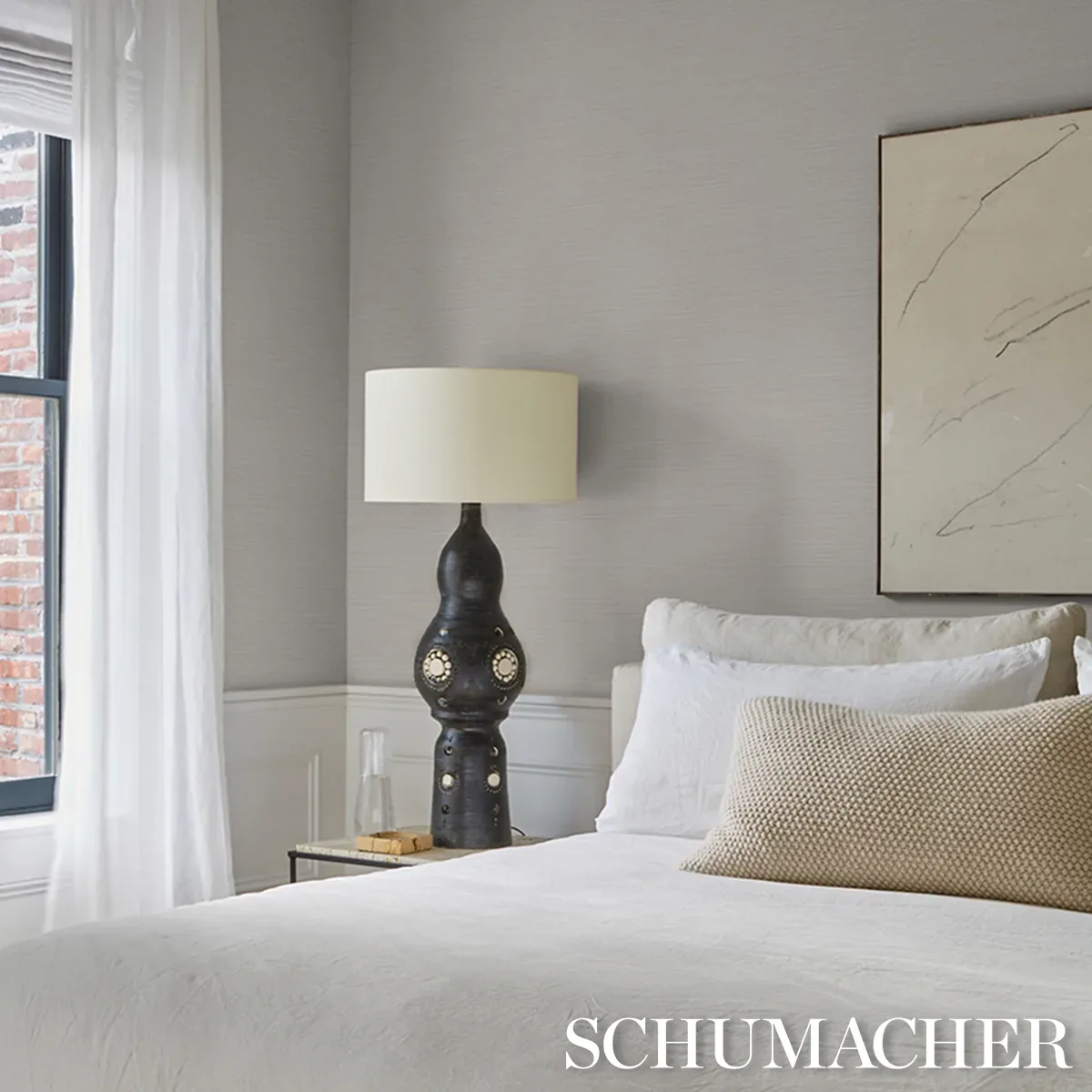 ABACA FINE WEAVE VINYL - DOVE Schumacher Wallpaper | Wallpap ABACA FINE WEAVE VINYL DOVE Schumacher Wallpaper wallpaper - SKU 5017482