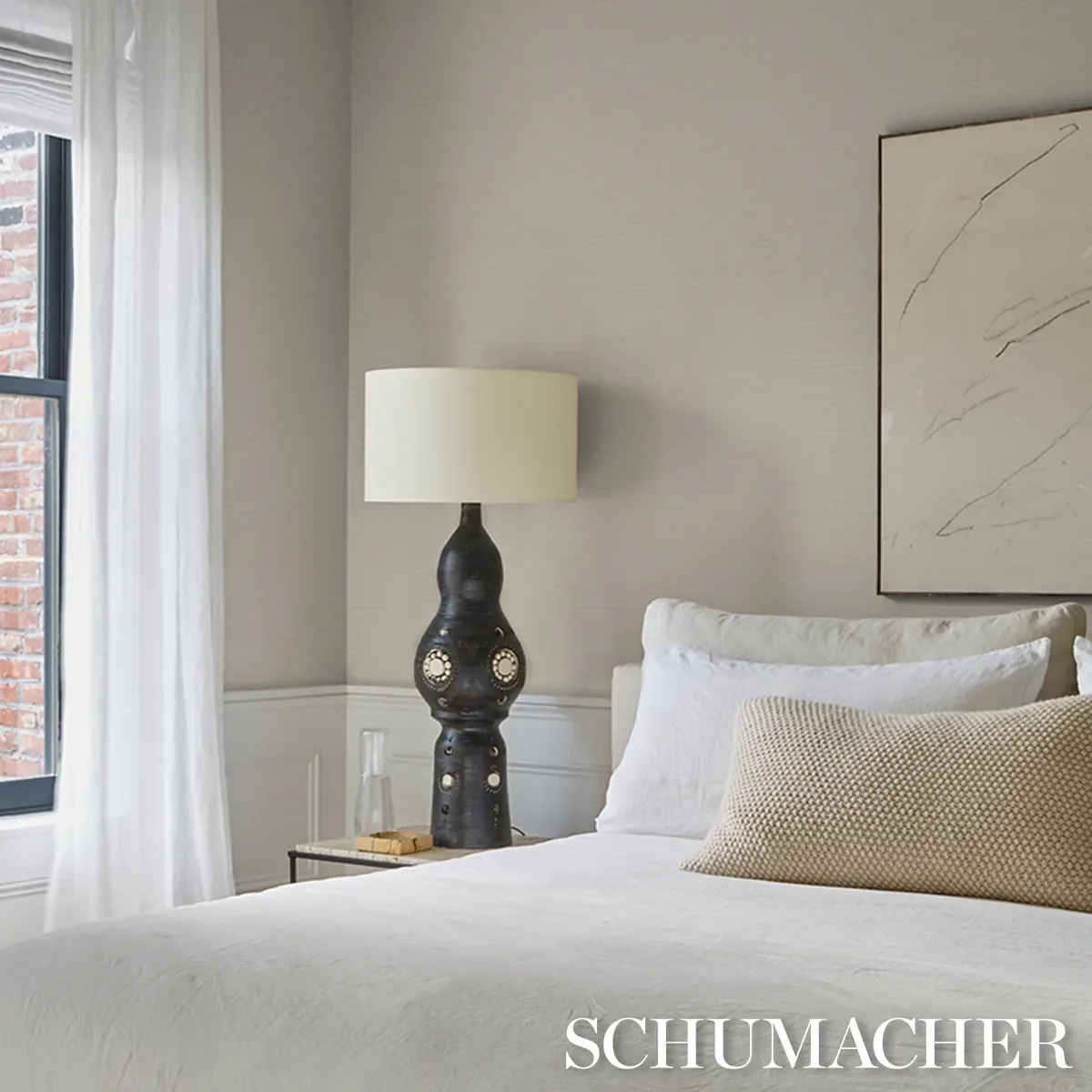 ABACA FINE WEAVE VINYL - PARCHMENT Schumacher Wallpaper | Wa ABACA FINE WEAVE VINYL PARCHMENT Schumacher Wallpaper wallpaper - SKU 5017481