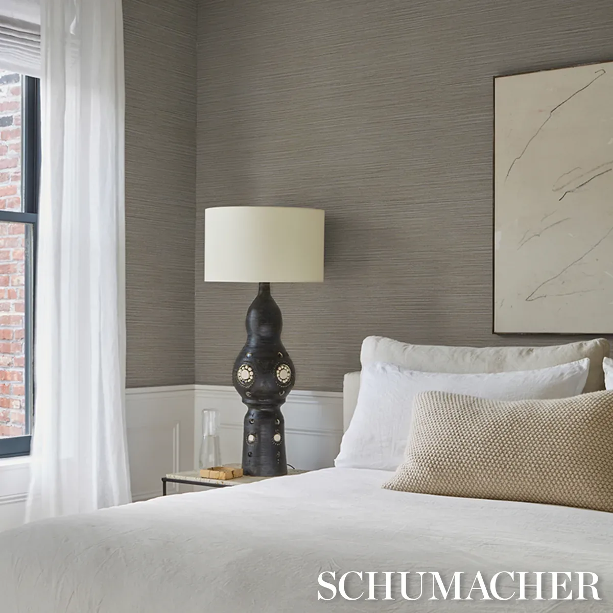 ABACA FINE WEAVE VINYL - TAUPE Schumacher Wallpaper | Wallpa ABACA FINE WEAVE VINYL TAUPE Schumacher Wallpaper wallpaper - SKU 5017483