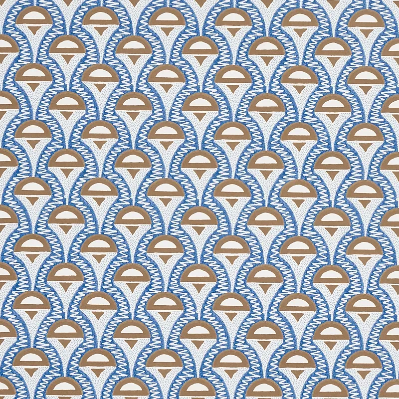ABELINO BLUE & BROWN Schumacher Wallpaper wallpaper - SKU 5012081
