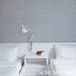 ABELINO - BLUE & BROWN Schumacher Wallpaper | Wallpaper Twin ABELINO BLUE & BROWN Schumacher Wallpaper wallpaper - SKU 5012081