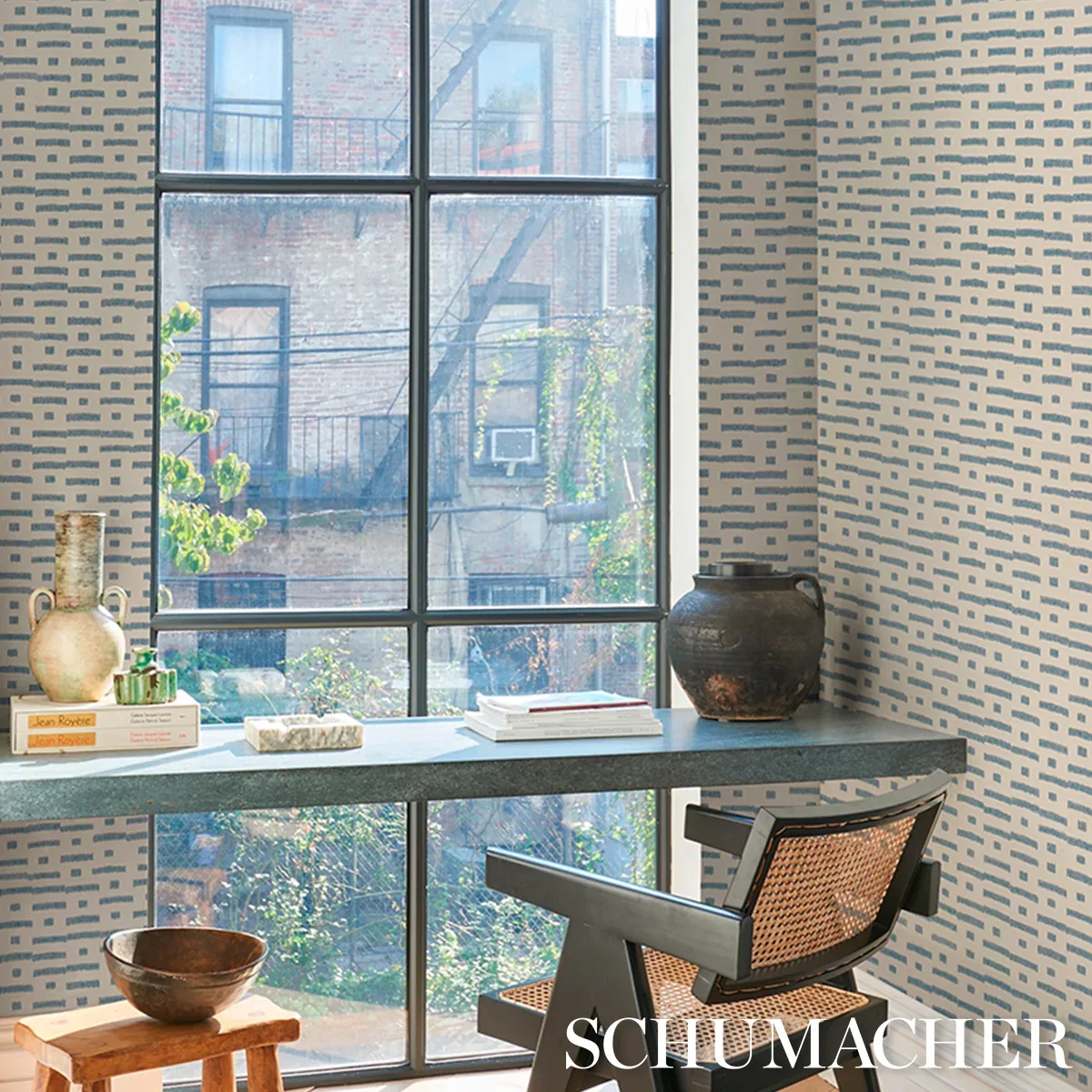 ABSTRACT IKAT SISAL - CADET Schumacher Wallpaper | Wallpaper ABSTRACT IKAT SISAL CADET Schumacher Wallpaper wallpaper - SKU 5017590
