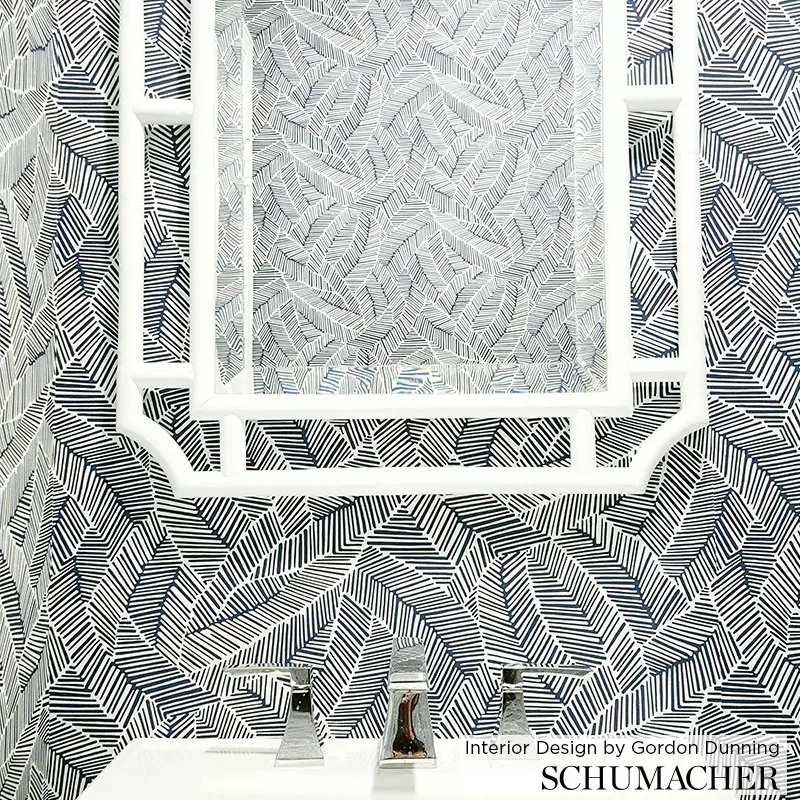 ABSTRACT LEAF METALLIC SLATE Schumacher Wallpaper wallpaper - SKU 5007534