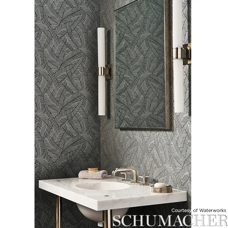 ABSTRACT LEAF - METALLIC SLATE Schumacher Wallpaper | Wallpa ABSTRACT LEAF METALLIC SLATE Schumacher Wallpaper wallpaper - SKU 5007534