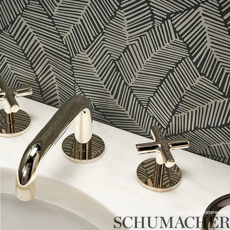 ABSTRACT LEAF - METALLIC SLATE Schumacher Wallpaper | Wallpa ABSTRACT LEAF METALLIC SLATE Schumacher Wallpaper wallpaper - SKU 5007534