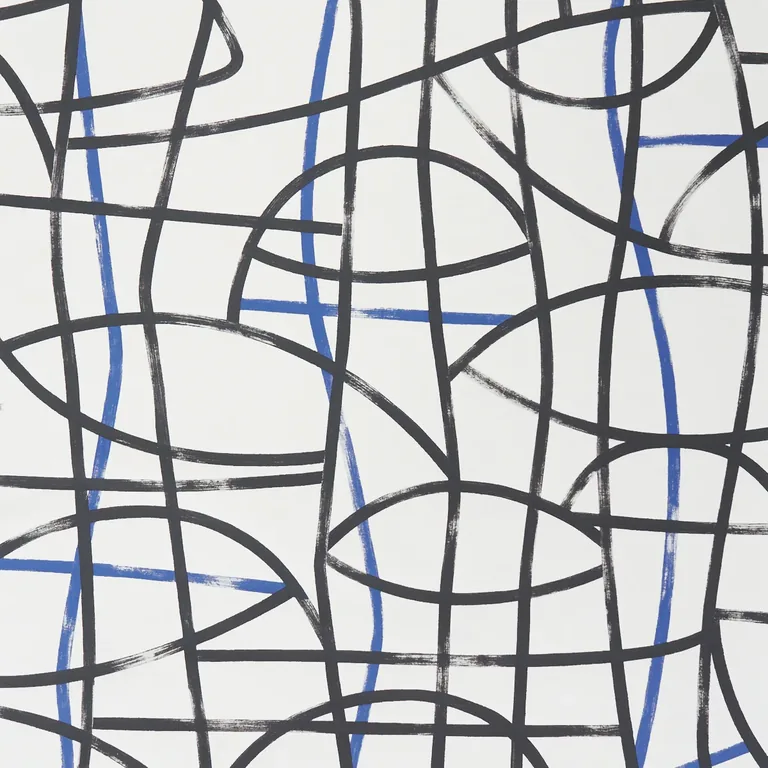 Schumacher ABSTRATTO wallpaper, color BLACK & COBALT, SKU 5009071