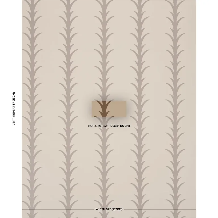 Schumacher ACANTHUS STRIPE wallpaper, color BROWN ON BEIGE, SKU 5014774