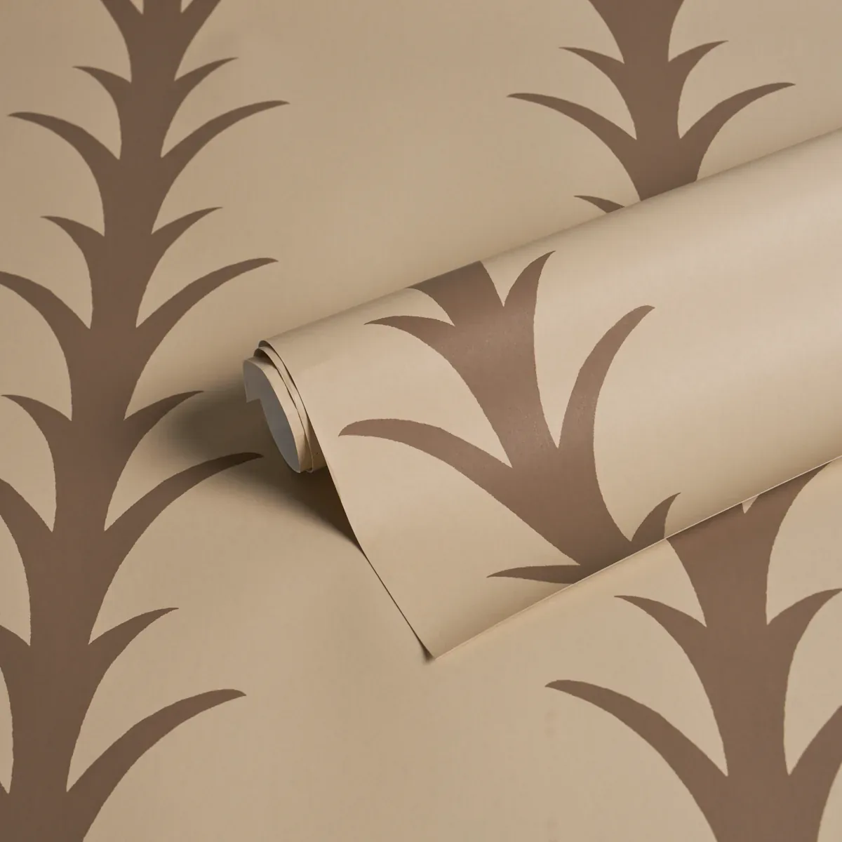 ACANTHUS STRIPE - BROWN ON BEIGE Schumacher Wallpaper | Wall ACANTHUS STRIPE BROWN ON BEIGE Schumacher Wallpaper wallpaper - SKU 5014774