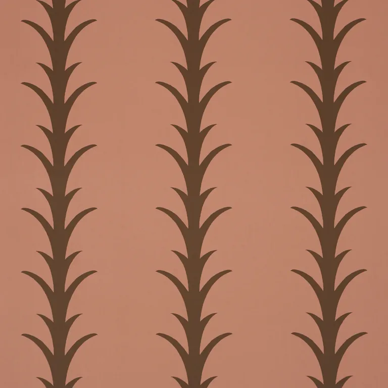 Schumacher ACANTHUS STRIPE wallpaper, color BROWN ON ROSEWOOD, SKU 5014778