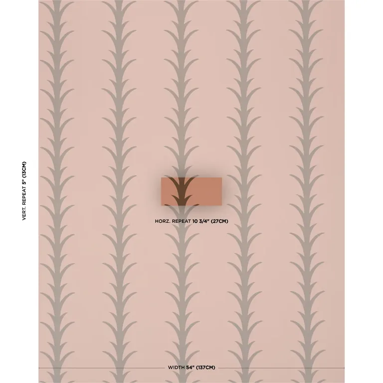 Schumacher ACANTHUS STRIPE wallpaper, color BROWN ON ROSEWOOD, SKU 5014778