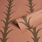 ACANTHUS STRIPE BROWN ON ROSEWOOD Schumacher Wallpaper wallpaper - SKU 5014778