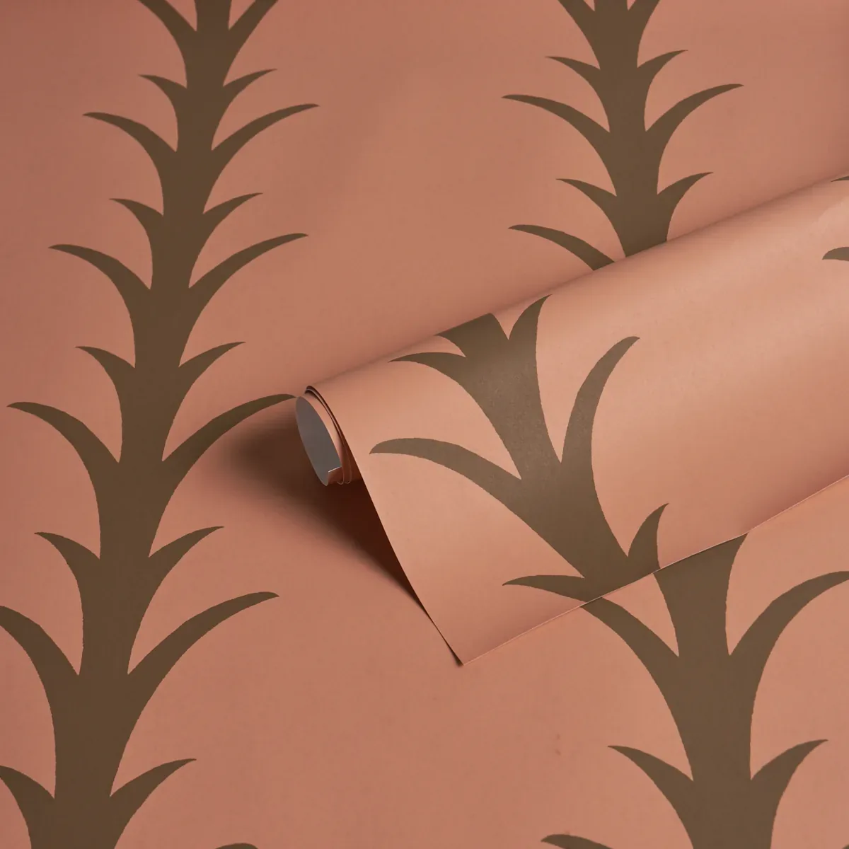 ACANTHUS STRIPE BROWN ON ROSEWOOD Schumacher Wallpaper wallpaper - SKU 5014778