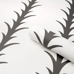 ACANTHUS STRIPE CARBON ON IVORY Schumacher Wallpaper wallpaper - SKU 5014773