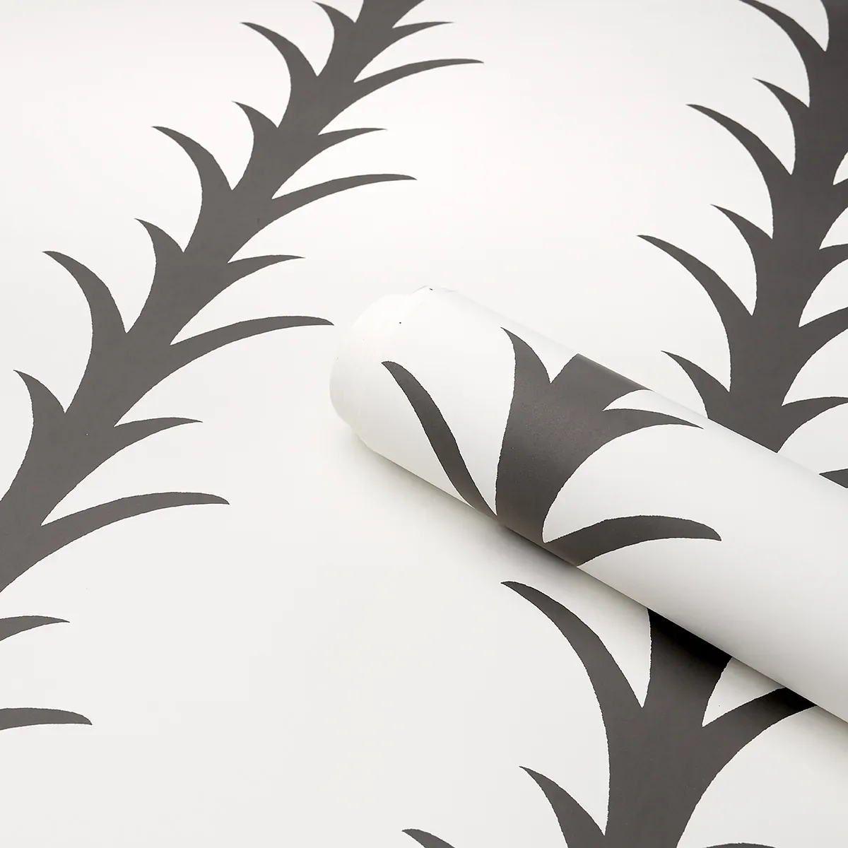 ACANTHUS STRIPE CARBON ON IVORY Schumacher Wallpaper wallpaper - SKU 5014773