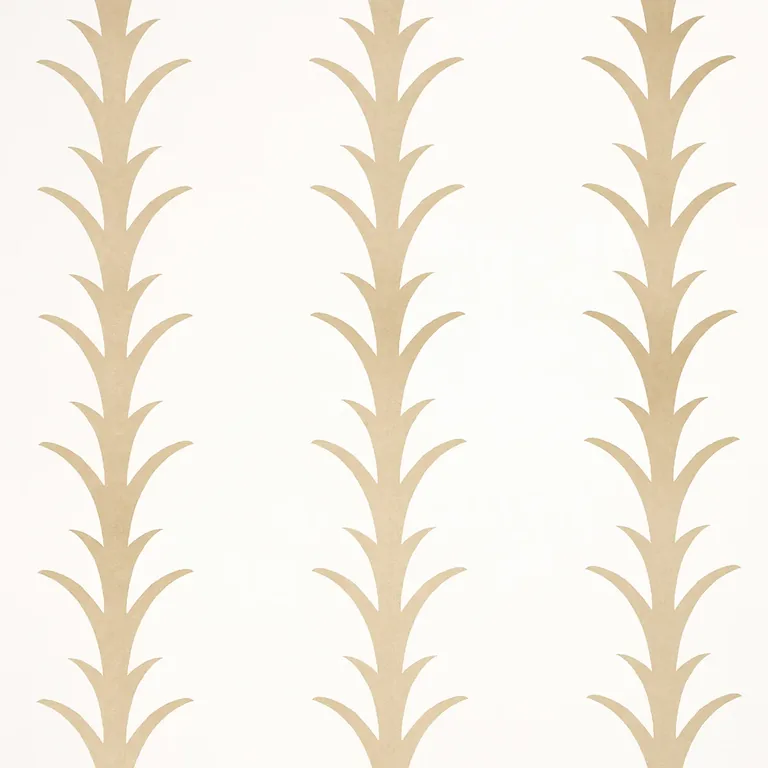 Schumacher ACANTHUS STRIPE wallpaper, color GOLD ON IVORY, SKU 5014772