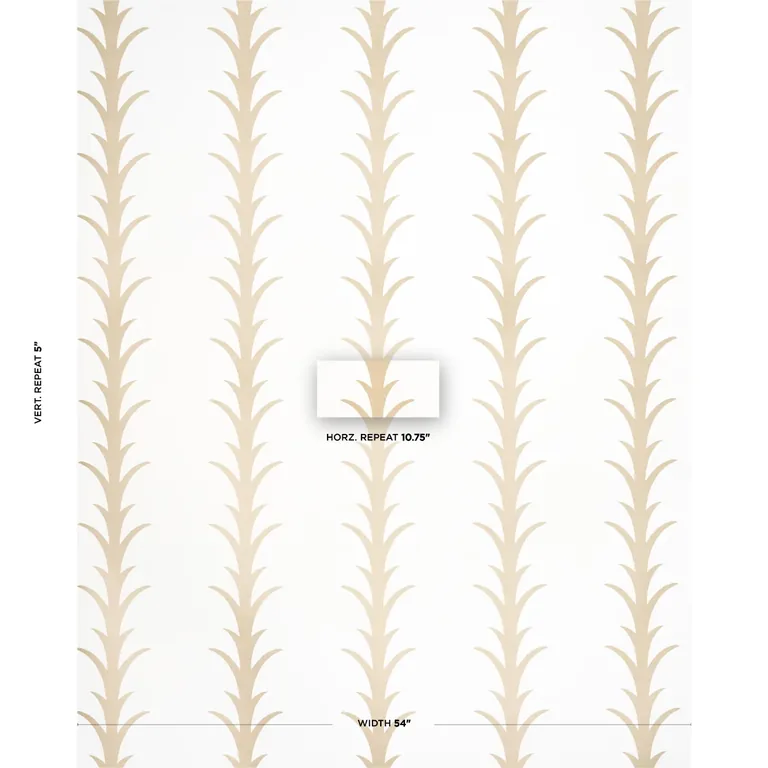Schumacher ACANTHUS STRIPE wallpaper, color GOLD ON IVORY, SKU 5014772