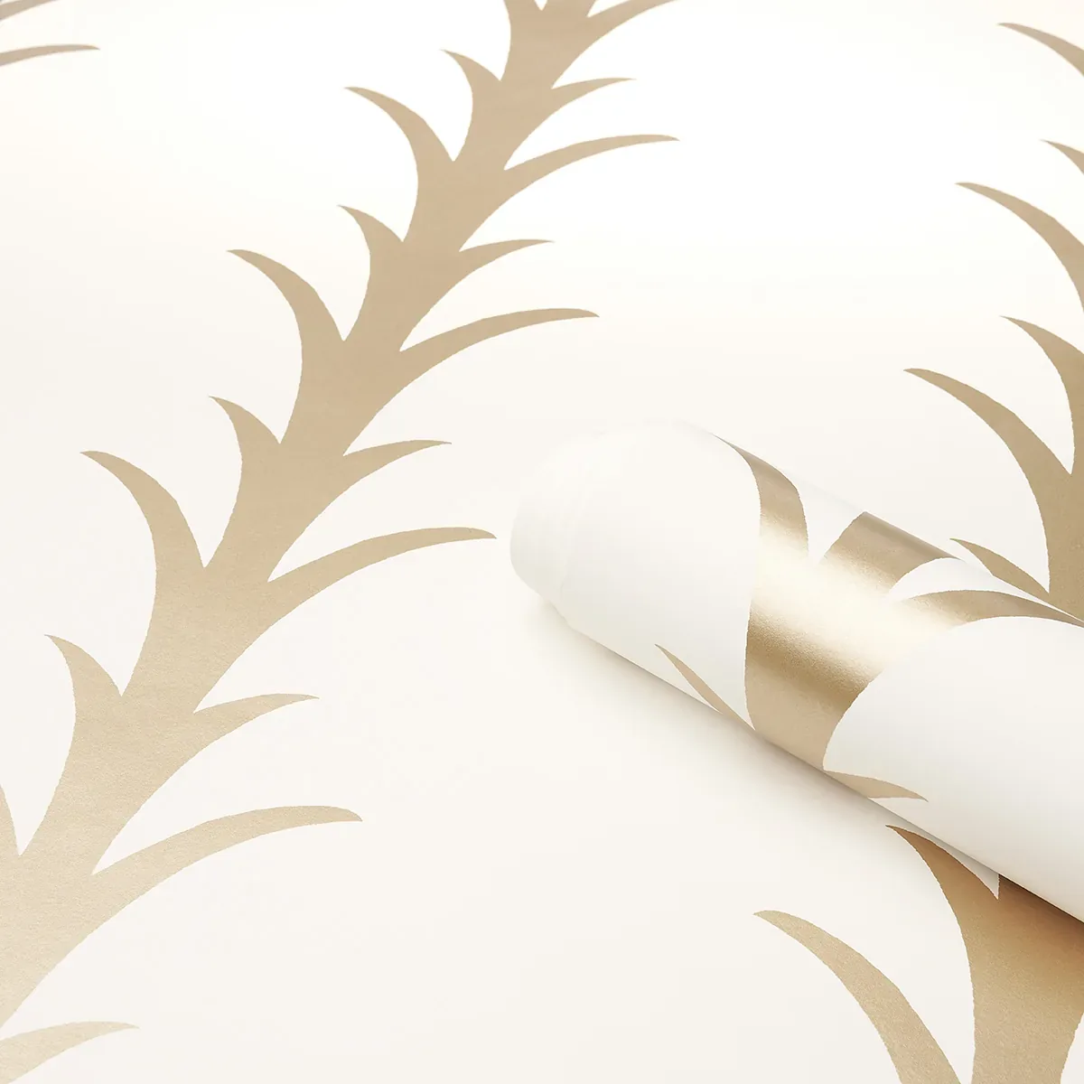 ACANTHUS STRIPE GOLD ON IVORY Schumacher Wallpaper wallpaper - SKU 5014772