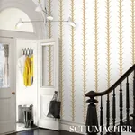 ACANTHUS STRIPE GOLD ON IVORY Schumacher Wallpaper wallpaper - SKU 5014772
