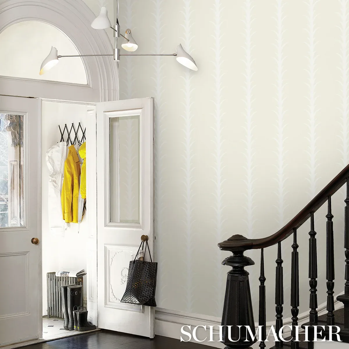 ACANTHUS STRIPE IVORY ON NEUTRAL Schumacher Wallpaper wallpaper - SKU 5014771