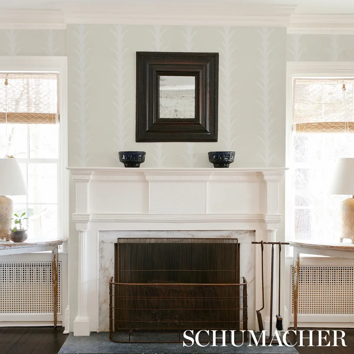 ACANTHUS STRIPE IVORY ON NEUTRAL Schumacher Wallpaper wallpaper - SKU 5014771