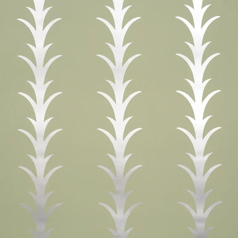 Schumacher ACANTHUS STRIPE wallpaper, color METALLIC ON SAGE, SKU 5014776