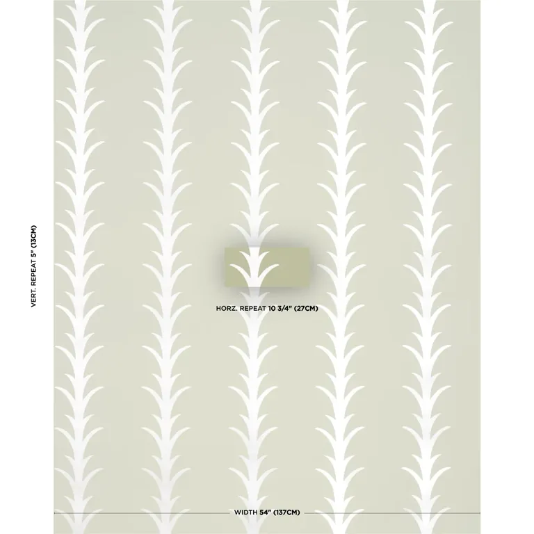 Schumacher ACANTHUS STRIPE wallpaper, color METALLIC ON SAGE, SKU 5014776