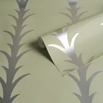 ACANTHUS STRIPE METALLIC ON SAGE Schumacher Wallpaper wallpaper - SKU 5014776