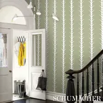 ACANTHUS STRIPE METALLIC ON SAGE Schumacher Wallpaper wallpaper - SKU 5014776