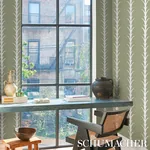 ACANTHUS STRIPE METALLIC ON SAGE Schumacher Wallpaper wallpaper - SKU 5014776