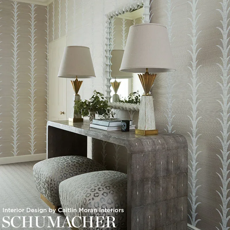 ACANTHUS STRIPE SISAL FOG & CHALK Schumacher Wallpaper wallpaper - SKU 5006052