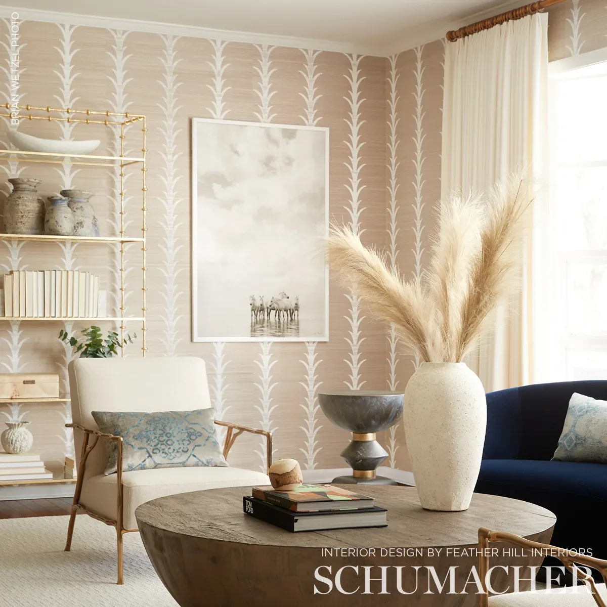 ACANTHUS STRIPE SISAL FOG & CHALK Schumacher Wallpaper wallpaper - SKU 5006052