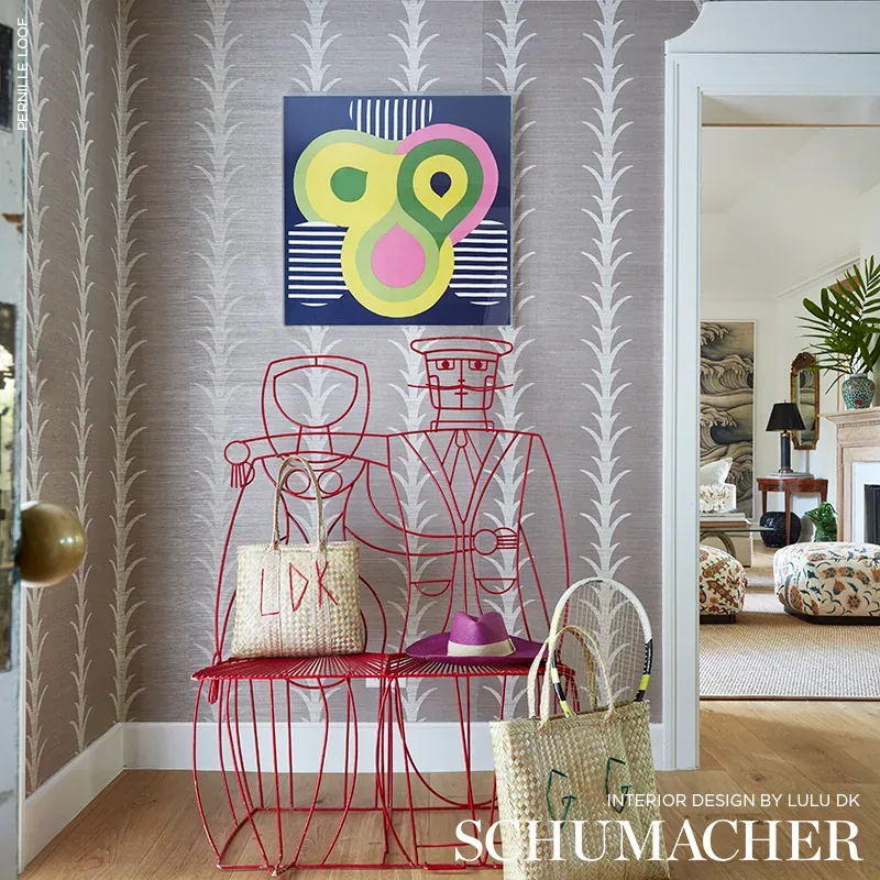 ACANTHUS STRIPE SISAL HAZE Schumacher Wallpaper wallpaper - SKU 5006055