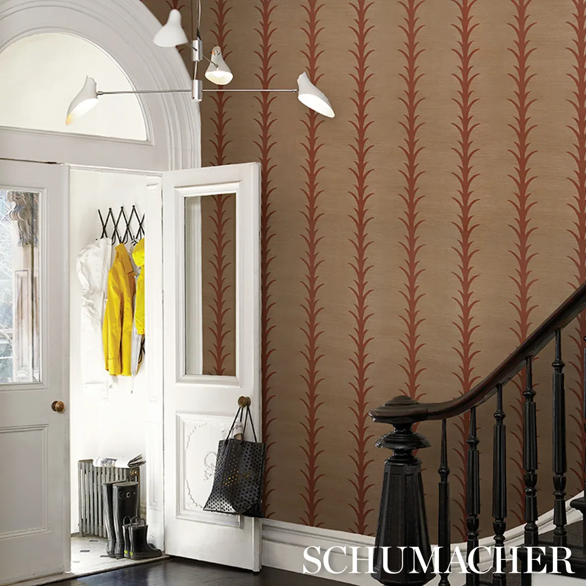 ACANTHUS STRIPE SISAL MOCHA Schumacher Wallpaper wallpaper - SKU 5017651