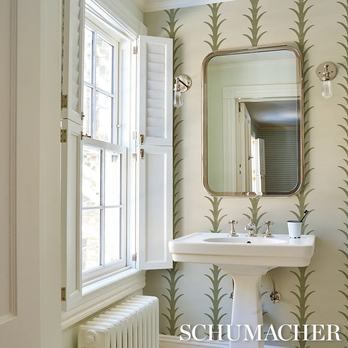 ACANTHUS STRIPE SISAL - OLIVE Schumacher Wallpaper | Wallpap ACANTHUS STRIPE SISAL OLIVE Schumacher Wallpaper wallpaper - SKU 5006058