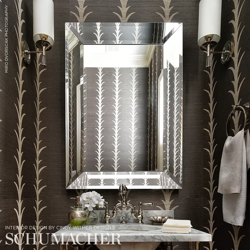 ACANTHUS STRIPE SISAL - SHADOW Schumacher Wallpaper | Wallpa ACANTHUS STRIPE SISAL SHADOW Schumacher Wallpaper wallpaper - SKU 5006050