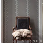 ACANTHUS STRIPE VINYL - GREY Schumacher Wallpaper | Wallpape ACANTHUS STRIPE VINYL GREY Schumacher Wallpaper wallpaper - SKU 5008593