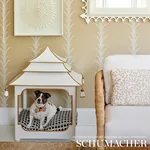 ACANTHUS STRIPE VINYL NATURAL Schumacher Wallpaper wallpaper - SKU 5008592