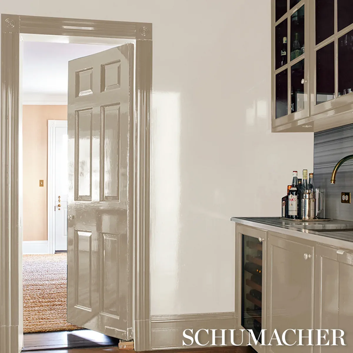 ACE FAUX LACQUER PERFORMANCE VINYL IVORY Schumacher Wallpaper wallpaper - SKU 5015943