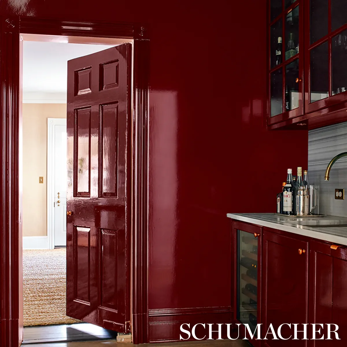 ACE FAUX LACQUER PERFORMANCE VINYL - MAROON Schumacher Wallp ACE FAUX LACQUER PERFORMANCE VINYL MAROON Schumacher Wallpaper wallpaper - SKU 5015940