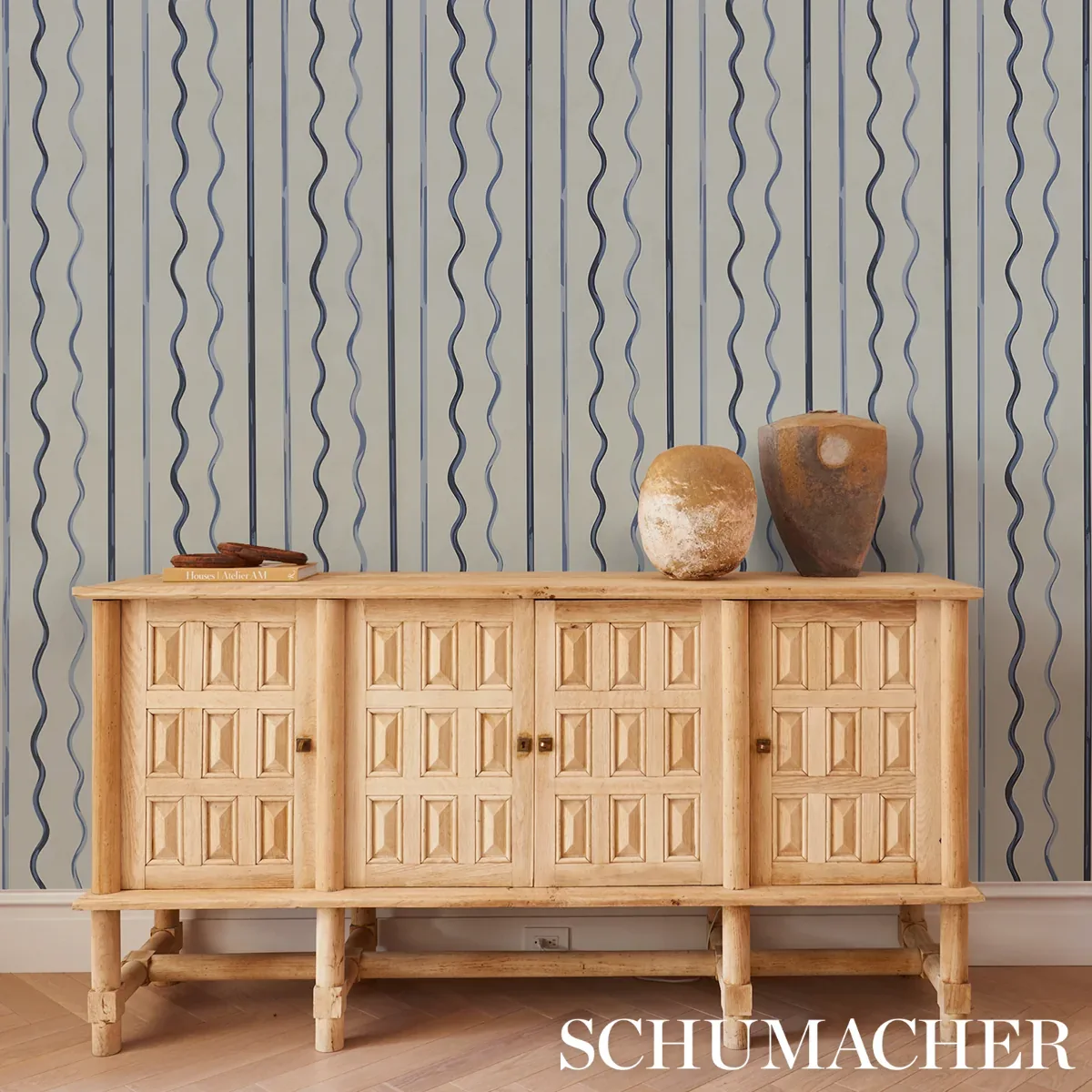 AFFOGATO CORNFLOWER & DEEP NAVY Schumacher Wallpaper wallpaper - SKU 5015572