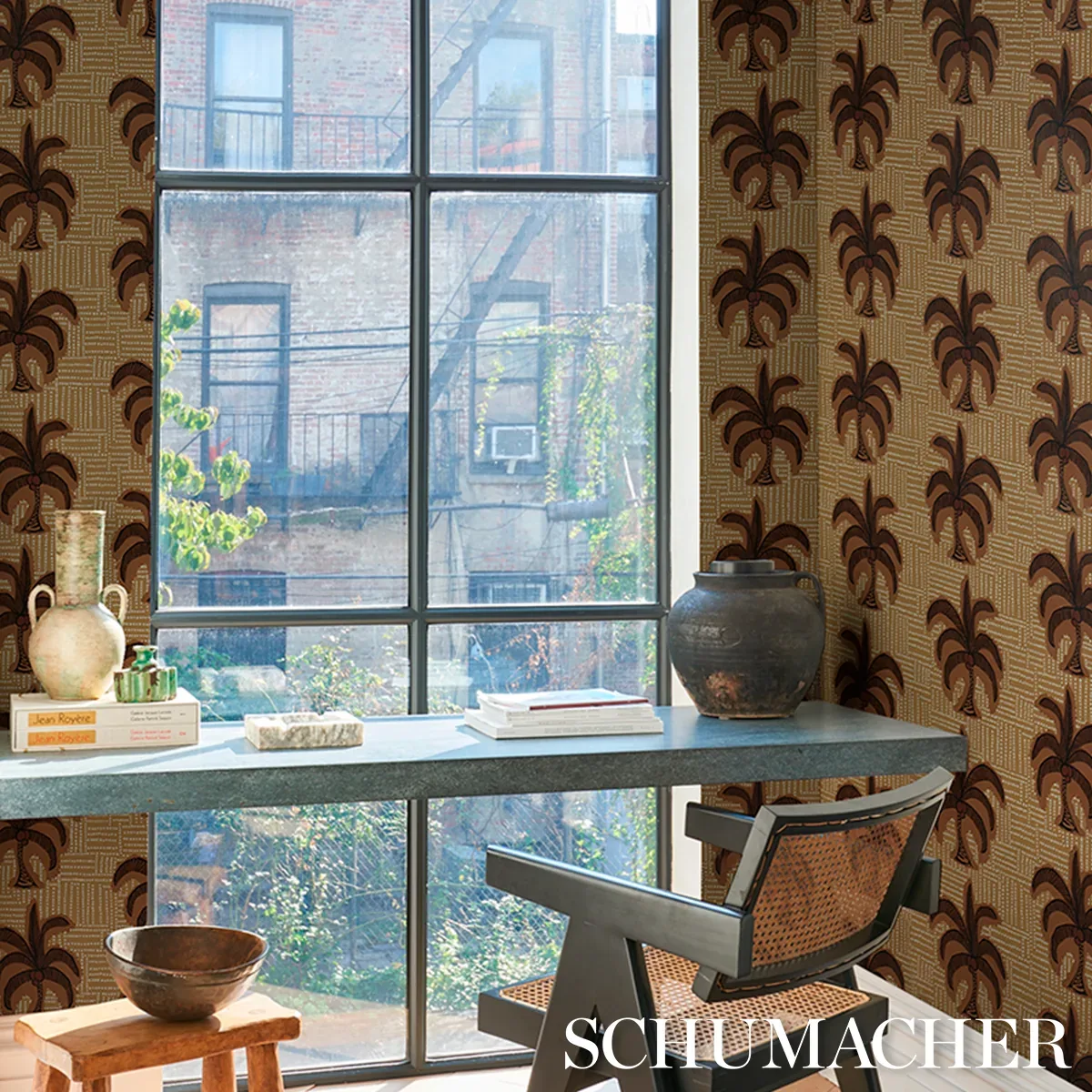 AGUA DE COCO SUNBLEACHED OCHRE Schumacher Wallpaper wallpaper - SKU 5017241