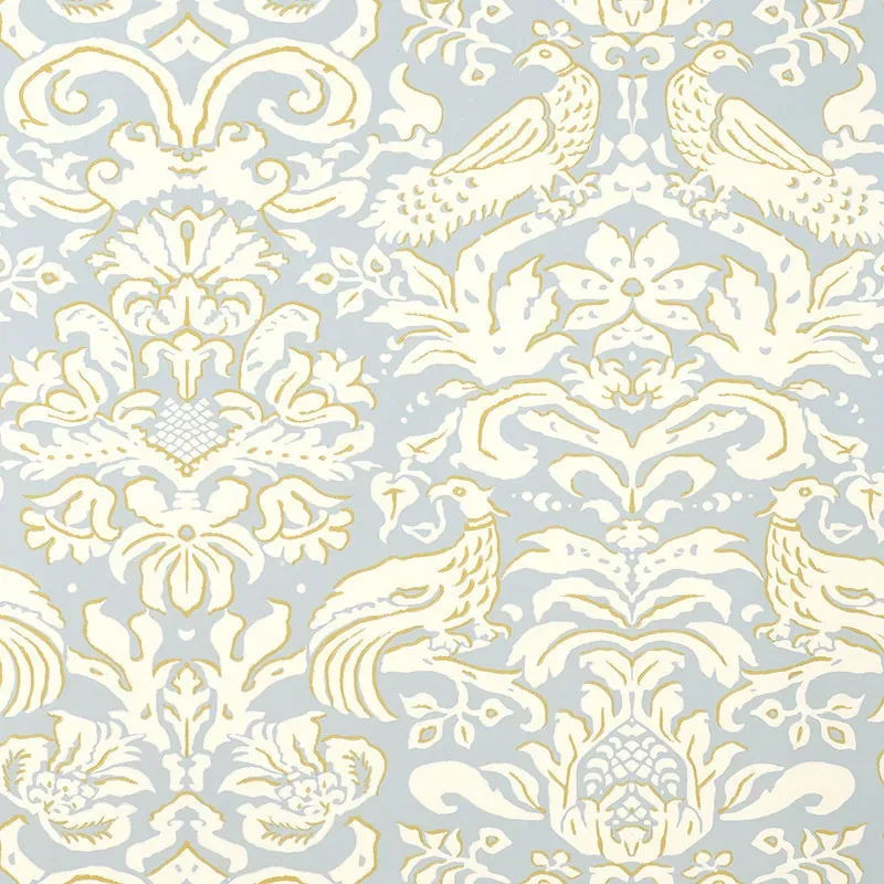 ALDWYN DAMASK ROBIN'S EGG Schumacher Wallpaper wallpaper - SKU 5003610