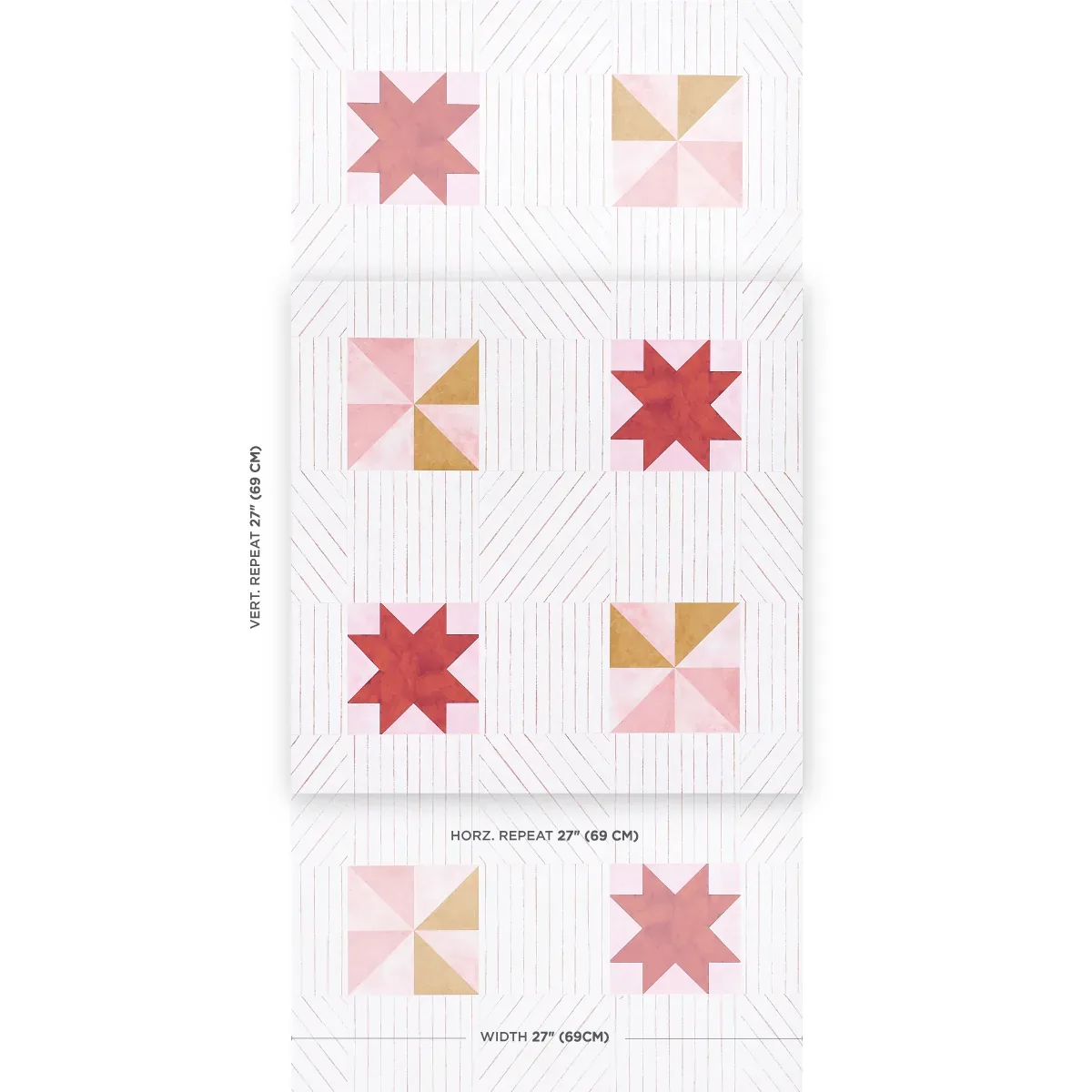 ALEXANDER RED & EARTHY PINK Schumacher Wallpaper wallpaper - SKU 5014550