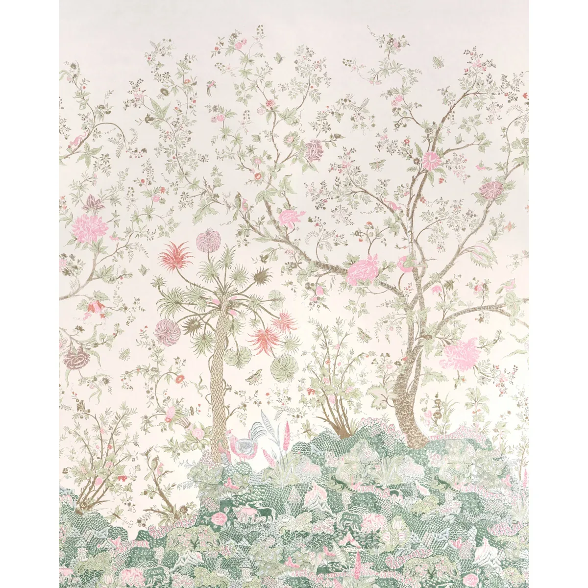 AMALTAS PANEL SET GREEN & PINK Schumacher Wallpaper wallpaper - SKU 5012333