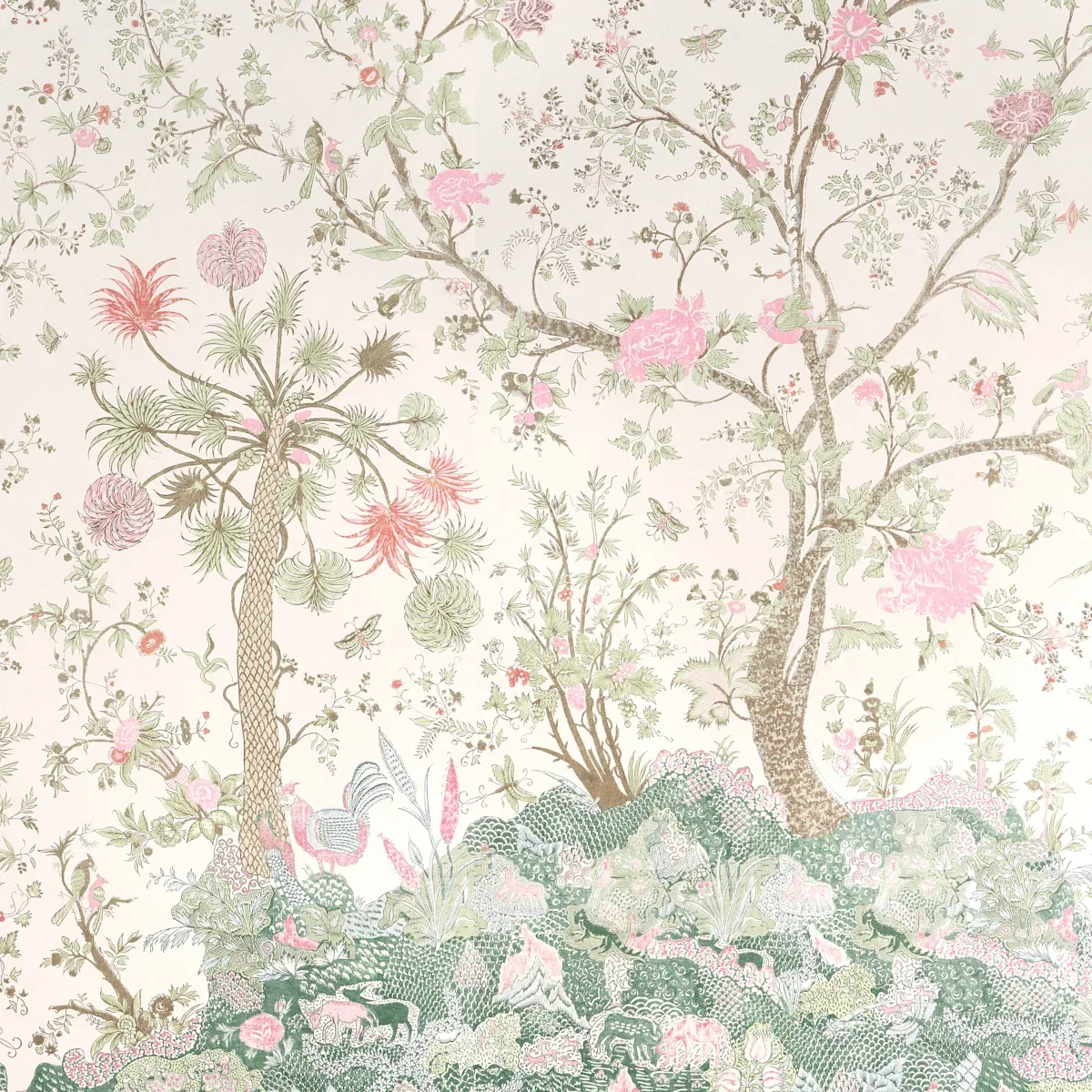 AMALTAS PANEL SET GREEN & PINK Schumacher Wallpaper wallpaper - SKU 5012333